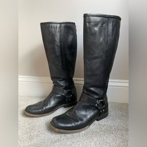 Black Leather knee high Frye Boots